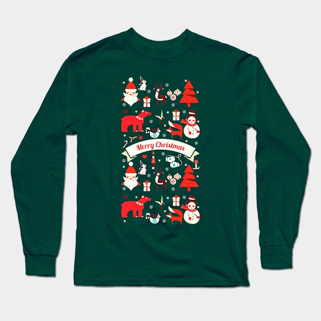 Christmas icons illustration Long Sleeve T-Shirt by showmemars